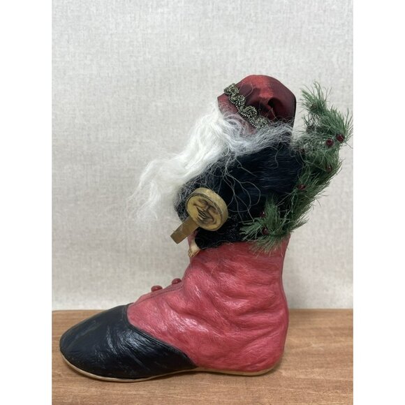 Vintage Primitive Santa Claus in Red Boot 7 Inch Old World Rustic - Picture 5 of 7